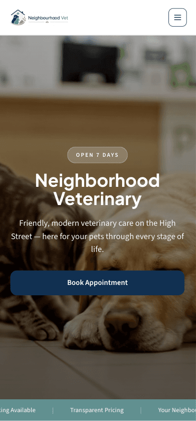 Neighbourhood Vet practice website preview (demo)